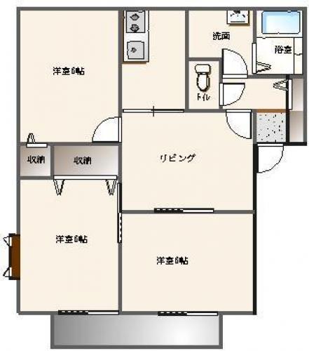 カーサピアチェーレA(3LDK/2階)の間取り写真