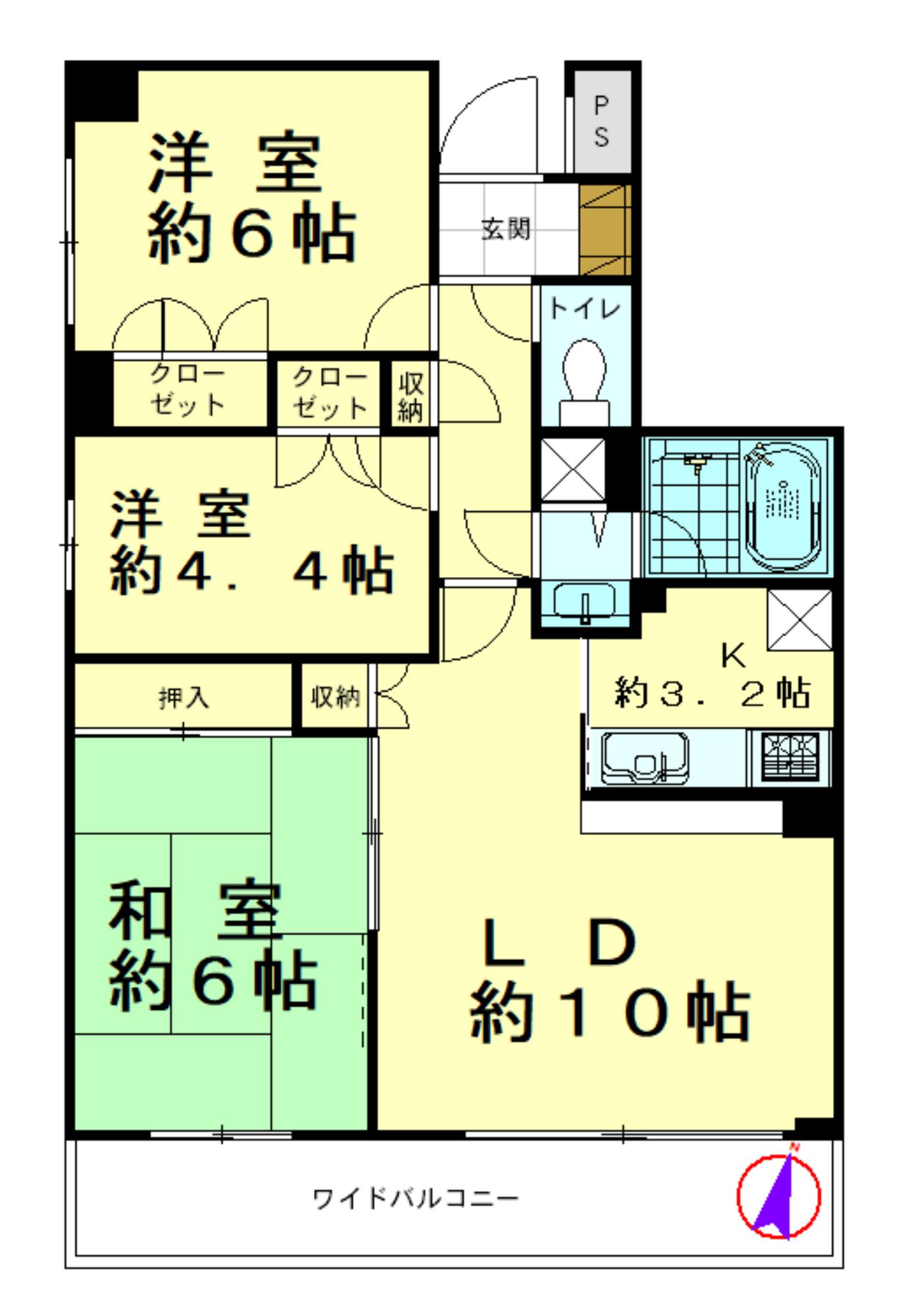 パーク・ハイム辻堂(3LDK/3階)の間取り写真