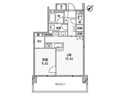 ライオンズシティ白金高輪(1LDK/7階)の間取り写真