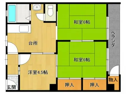 六甲ロイヤルマンション(3DK/2階)の間取り写真