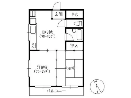 ウェッジコーポ坂田(2DK/3階)の間取り写真