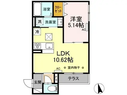 レクシア上野町A(1LDK/1階)の間取り写真