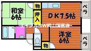 グランドール藤岡(2DK/2階)の間取り写真