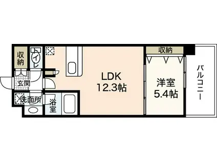 ライフメント平和大通(1LDK/8階)の間取り写真