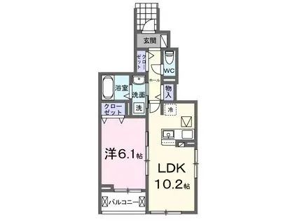 クラール(1LDK/1階)の間取り写真