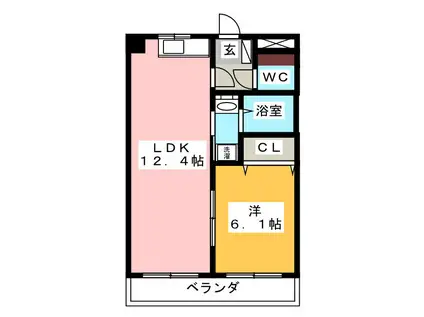 フェニックスグリーン(1LDK/2階)の間取り写真