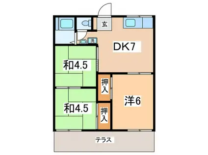 ハイツ雑賀(3DK/1階)の間取り写真