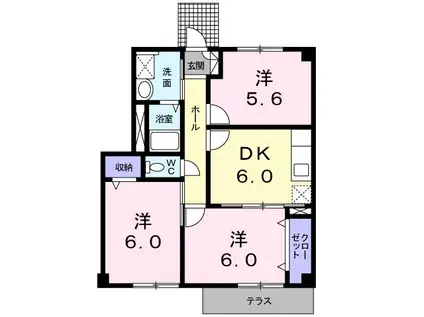 アビタシオンダンジュA(3DK/1階)の間取り写真