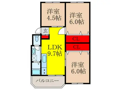 シャンポール八王寺(3LDK/5階)の間取り写真