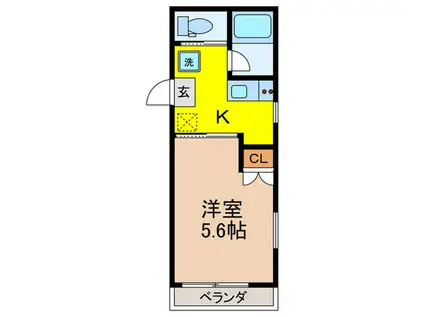 三高・クラウンライフII(1K/1階)の間取り写真