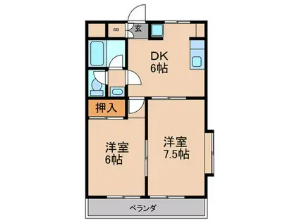 桜花マンション(2DK/3階)の間取り写真