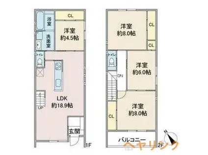 バンクーバー1124代万町(4LDK/1階)の間取り写真