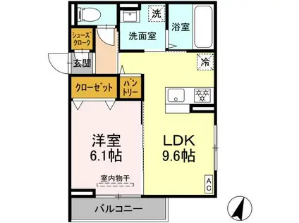 コンフォール西鶴間(1LDK/2階)の間取り写真