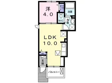 クラール南矢三C(1LDK/1階)の間取り写真