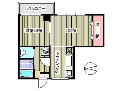 阿佐ヶ谷パールマンション(1LDK/6階)の間取り写真