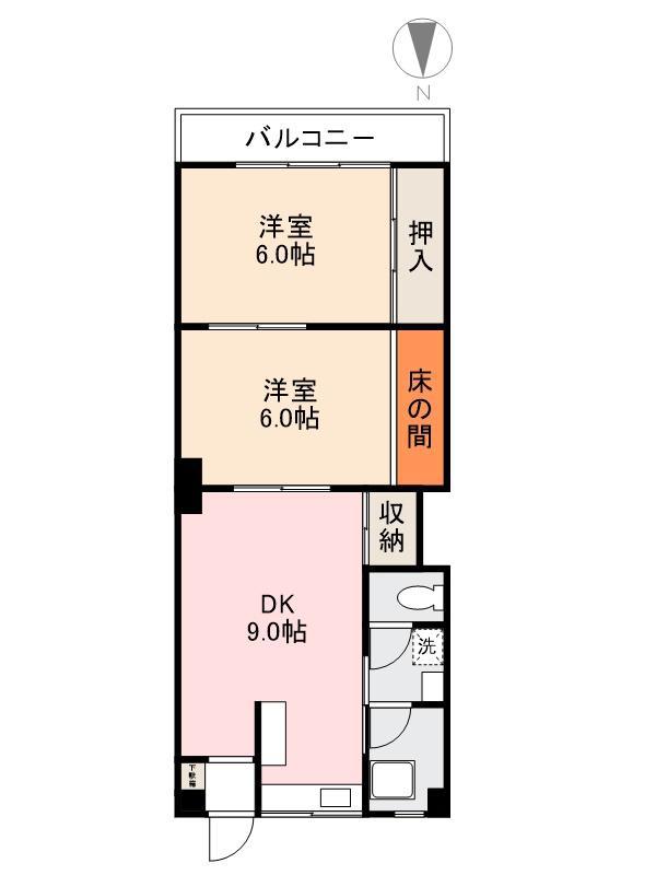 ドルフィン藤塚(2DK/1階)の間取り写真