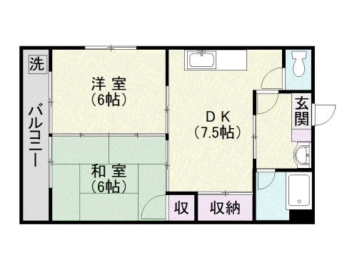 SKコーポ原良(2DK/3階)の間取り写真