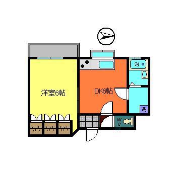 要Vマンション(1DK/4階)の間取り写真