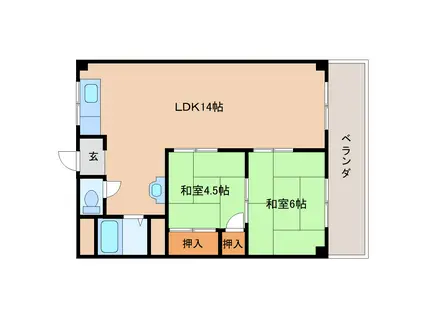 森本マンション(2LDK/4階)の間取り写真