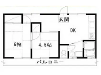 コーポくらまえ(2DK/2階)の間取り写真
