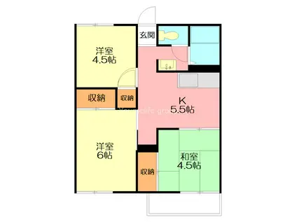 湘光ハイツ(3DK/2階)の間取り写真