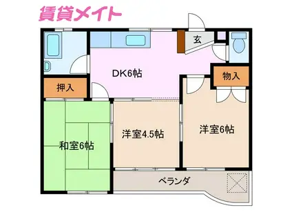 メゾン吉川(3DK/4階)の間取り写真