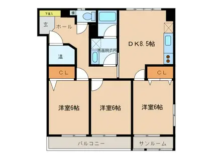 たろうまるシティー・テンダリー(3LDK/2階)の間取り写真