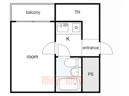 万葉ハイツ元町(ワンルーム/6階)の間取り写真