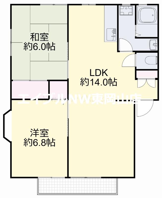 瑞穂の里D(2LDK/2階)の間取り写真