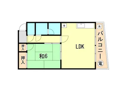 魚住コーポ(1LDK/3階)の間取り写真