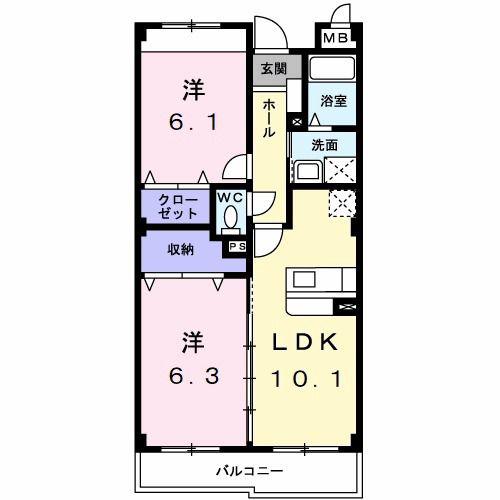 アンジュ(2LDK/1階)の間取り写真