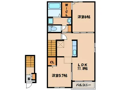 エトワール(2LDK/2階)の間取り写真