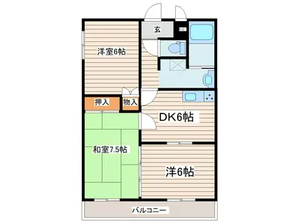 ソレアード(3DK/1階)の間取り写真