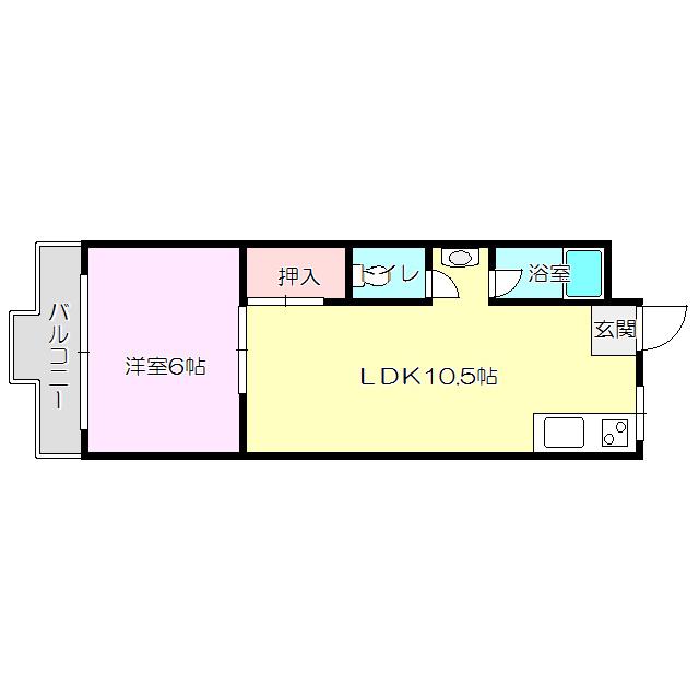 和ハイツⅢ(1LDK/3階)の間取り写真