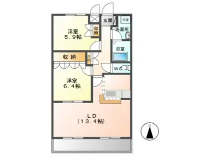 ウィッシュ(2LDK/2階)の間取り写真