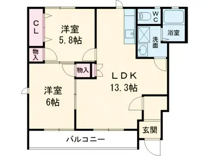 セントレアハイツナカムラ(2LDK/2階)の間取り写真