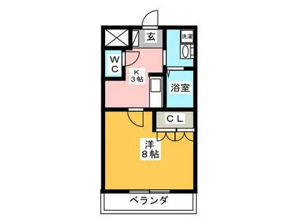 シャトーグレイス(1K/1階)の間取り写真