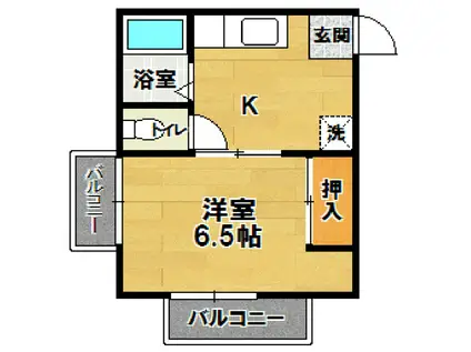 ハタハイツ2(1K/2階)の間取り写真