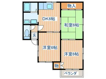 KCハイツⅡ(3DK/2階)の間取り写真