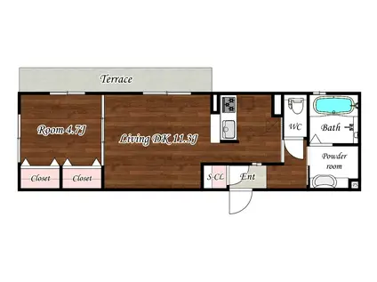ノース GLACIER(1LDK/1階)の間取り写真