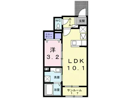 ブリック(1LDK/1階)の間取り写真