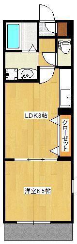 アムールリスブラン(1LDK/1階)の間取り写真