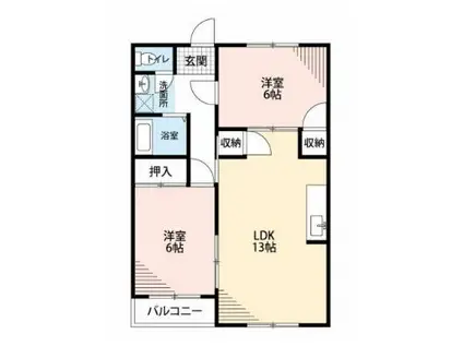 コーポラスヤマト(2LDK/2階)の間取り写真