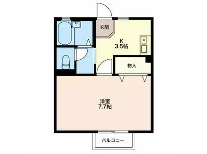 イゾラベラ呉羽(1K/1階)の間取り写真