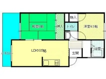 コーポ新宅II(2LDK/2階)の間取り写真