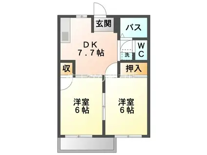 エルディム呉竹(2DK/2階)の間取り写真