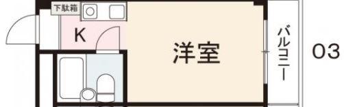 クリキマンション寺井(1K/2階)の間取り写真