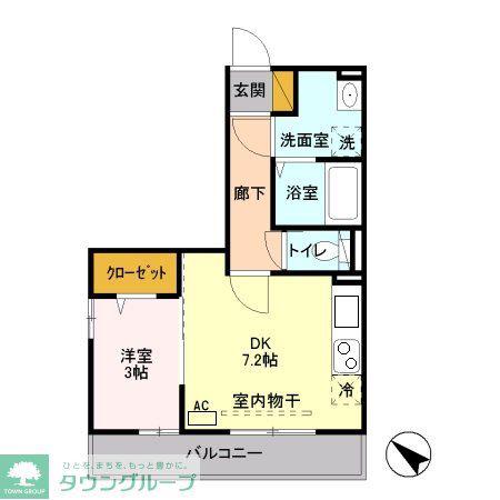 ソラーレ(1DK/3階)の間取り写真
