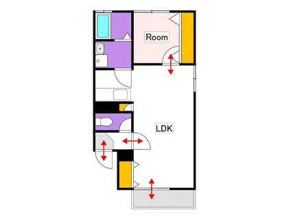 表町美建ビル(1LDK/2階)の間取り写真
