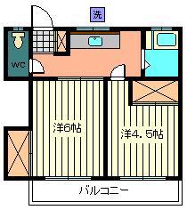 スカイコーポ(2K/1階)の間取り写真